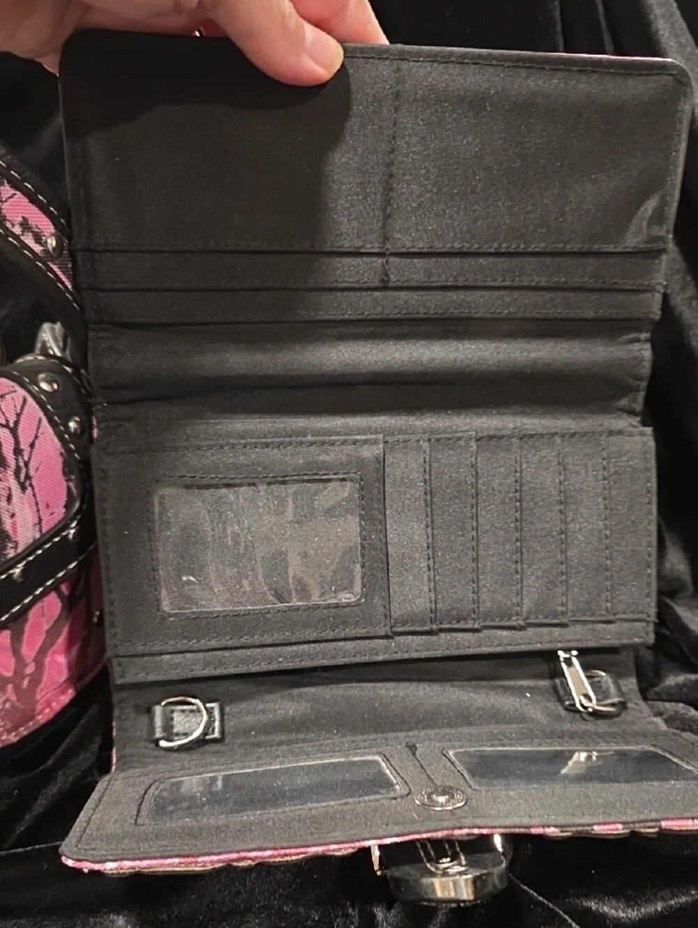 Embellished Pink Camo Western-Style Concealed Carry Handbag and Wallet Set